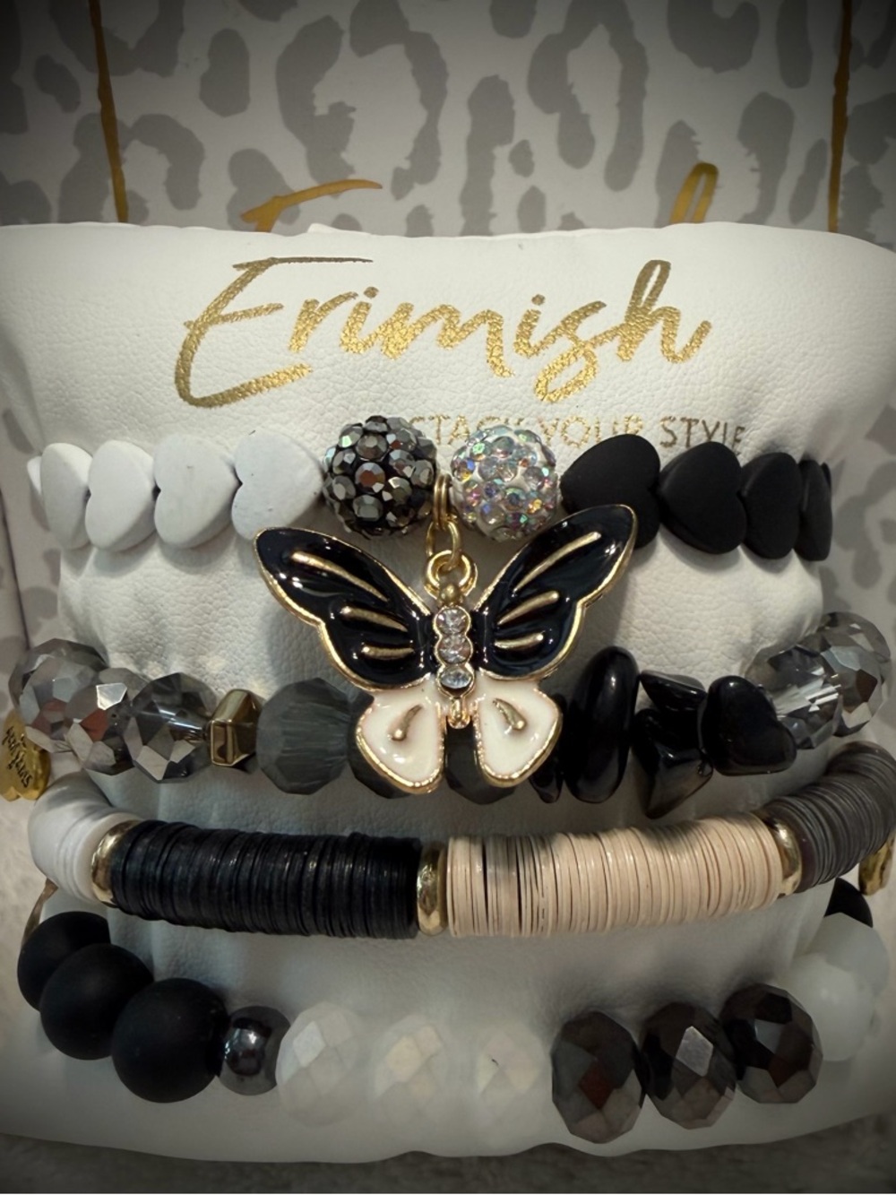 New ERIMISH Bracelets - 4 Pc - B&W - Custom Regular, Kids or Extended Size